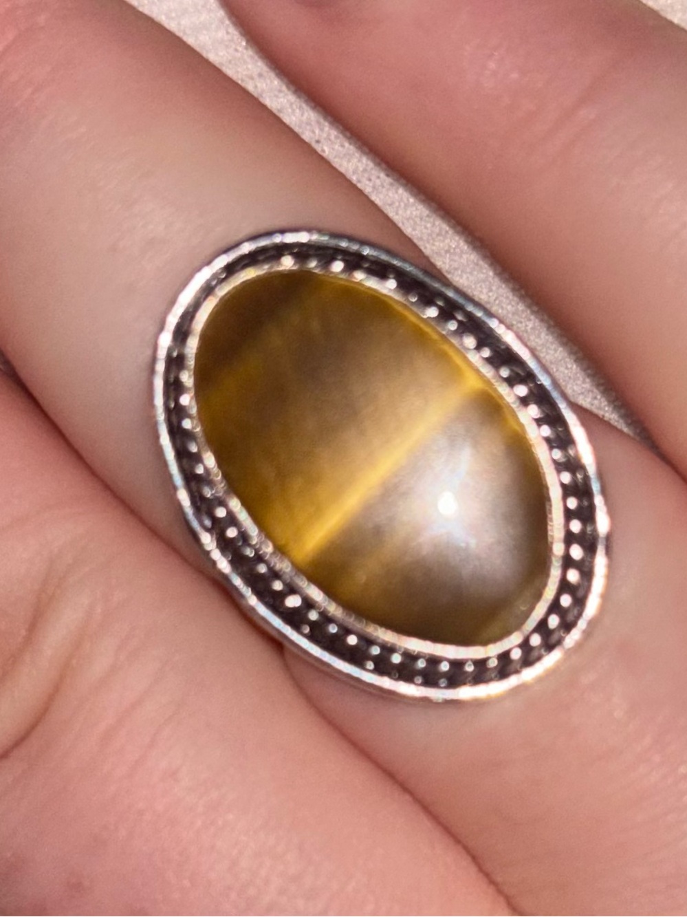Oval Tiger's Eye Statement Ring Size 9